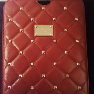Michael Kors Tablet Cover - Red quilted with gold studs and emblem